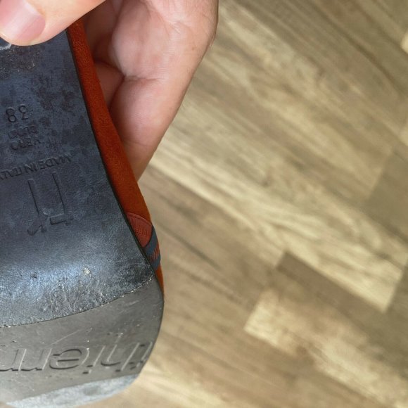 Thierry Rabotin Womens Orange Blue Peep Toe Cone Slingback Heel Sz US 7.5 EUR 38 - Picture 9 of 9